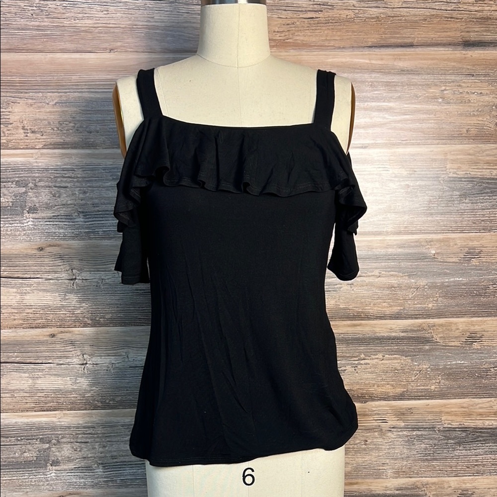 White House Black Market Open Shoulder Short Sleeve Top EUC